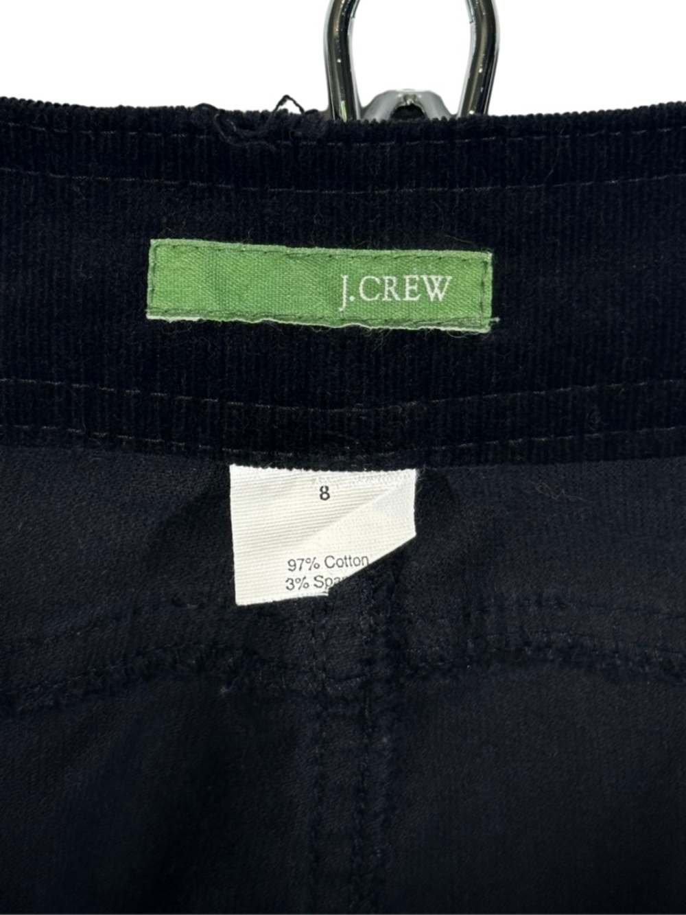 J.Crew Black Corduroy Pencil Skirt Women's Size 8 Contrast Stitch Pockets - Picture 4 of 4